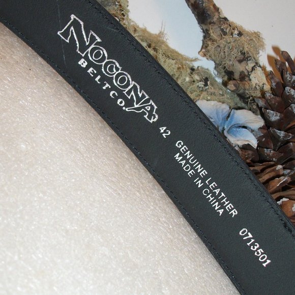 NOCONA Belt Co. Men's Genuine Leather Belt NWT Sz 42 Black Dark Gray Sueded Feel - Picture 6 of 11